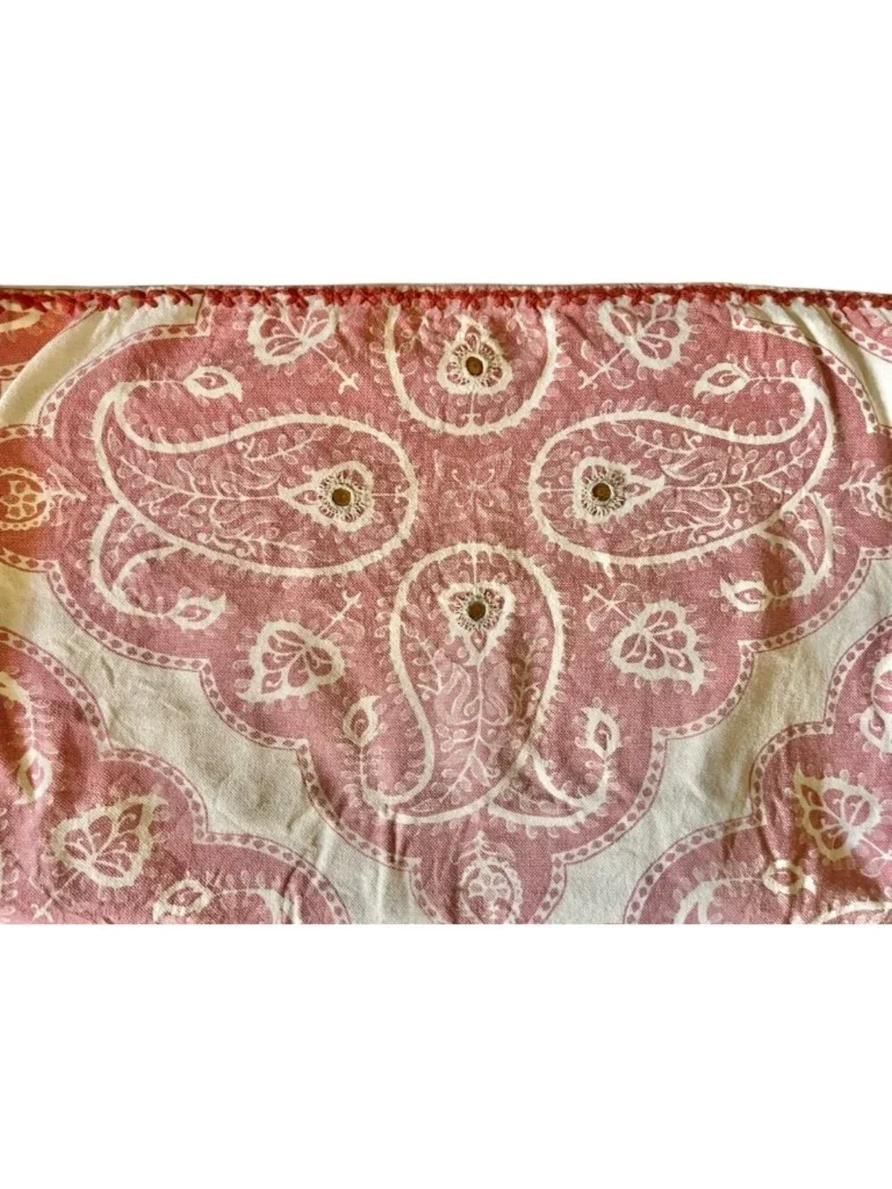 Pottery Barn Pillow Sham Pair Paisley Print Cotton Peach & Cream 24